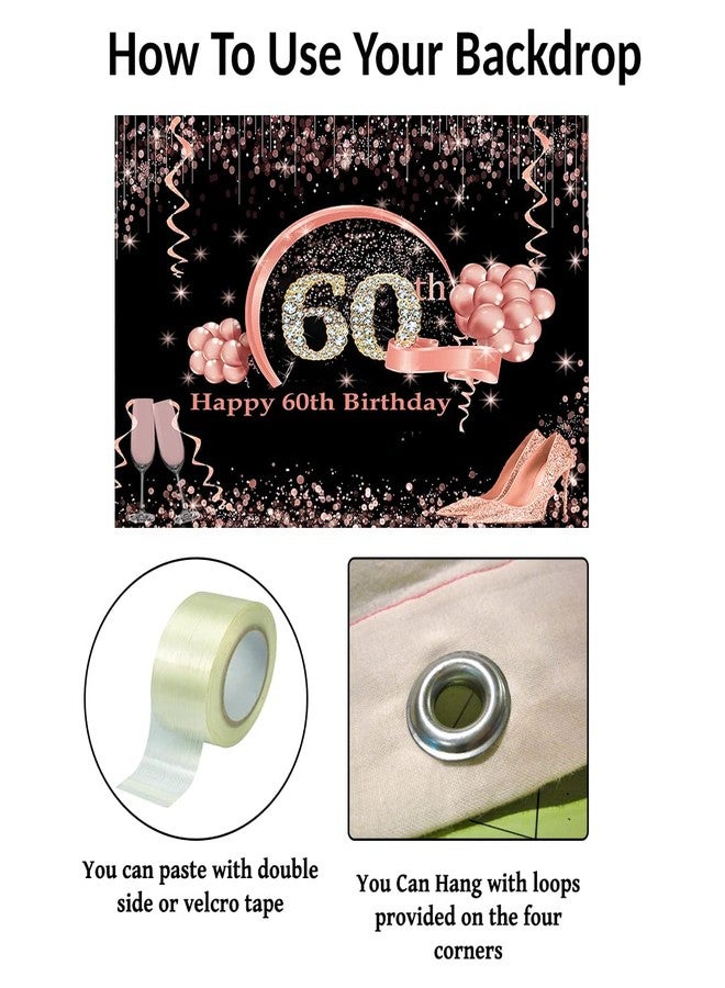 Theme My Party 60th Milestone Birthday Party Decoration Happy Birthday Backdrop Banner (6FT X 4FT) - Image 3